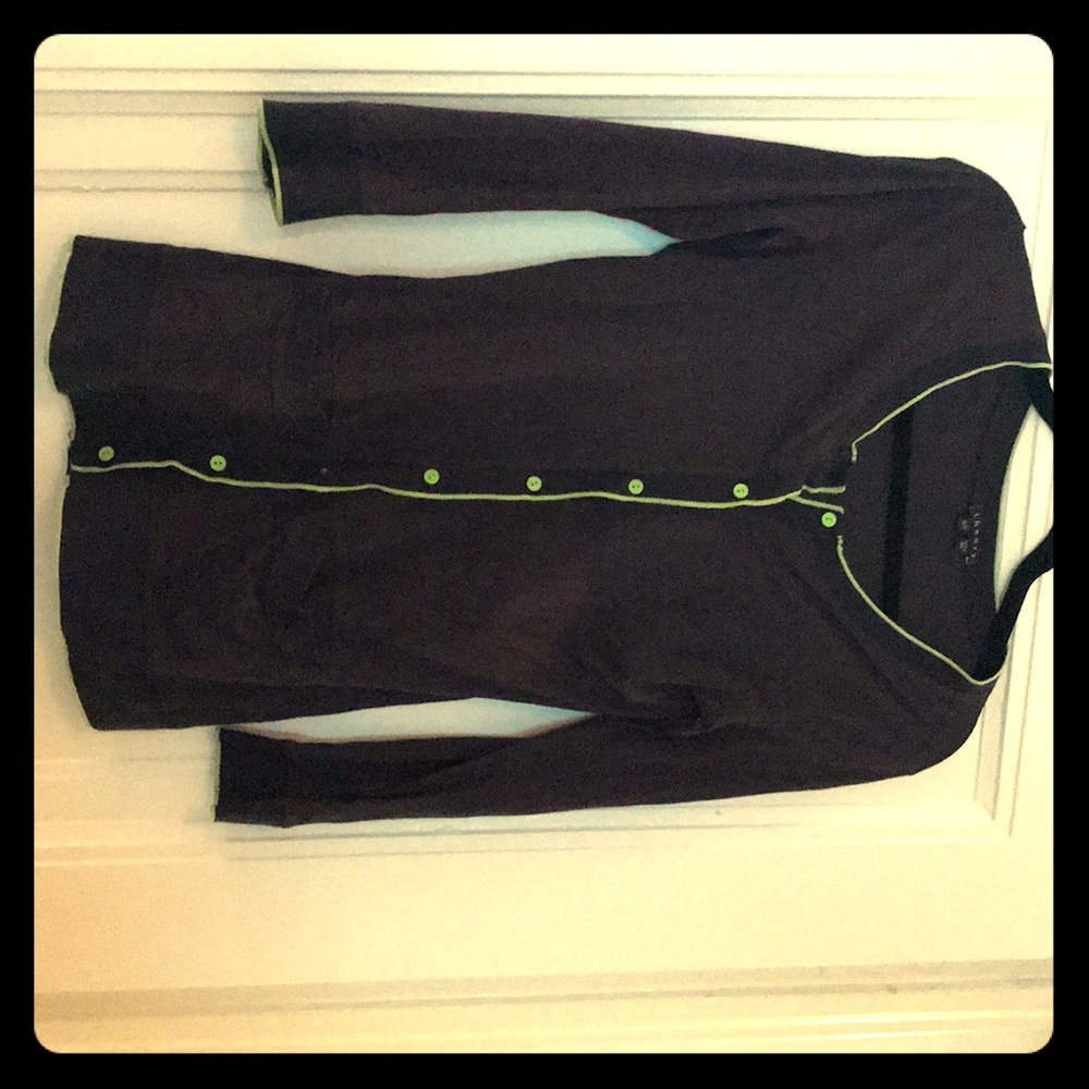 Theory navy and lime cardigan size S/P